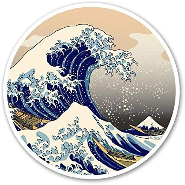 Японская живопись волны в круге