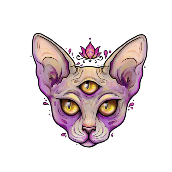 Кот с тремя глазами эскиз