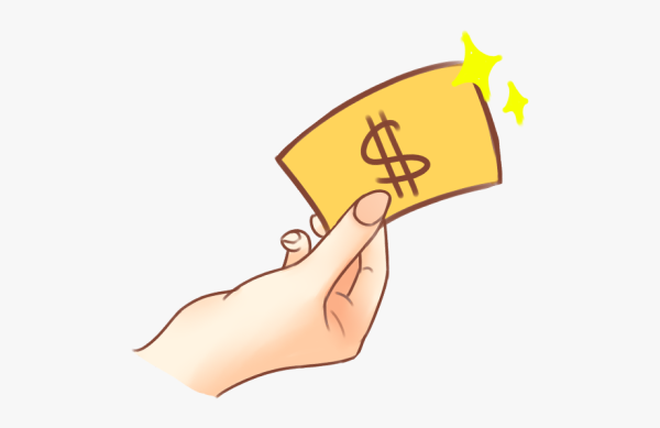 Стикер с деньгами в руках