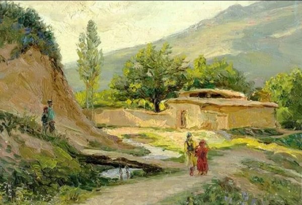 Горы живопись Узбекистан