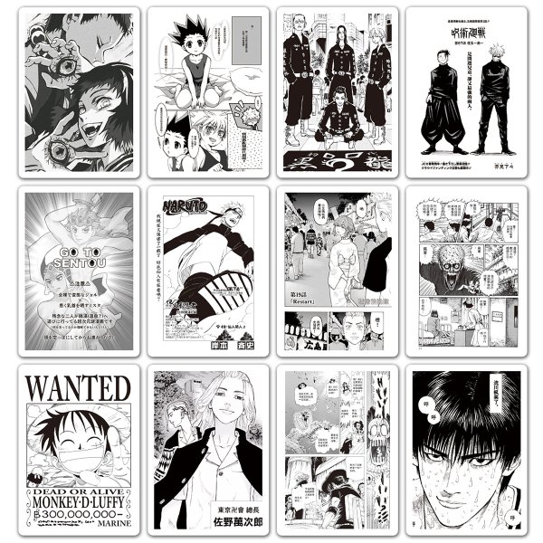 Наклейки чёрно белые аниме