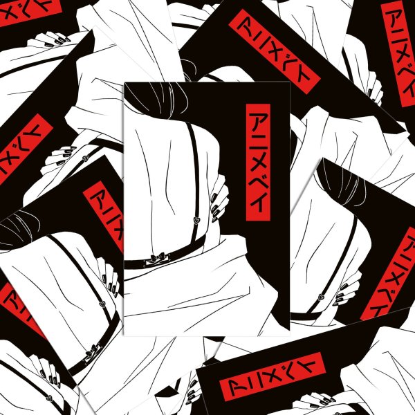 Стикеры чёрно белые аниме