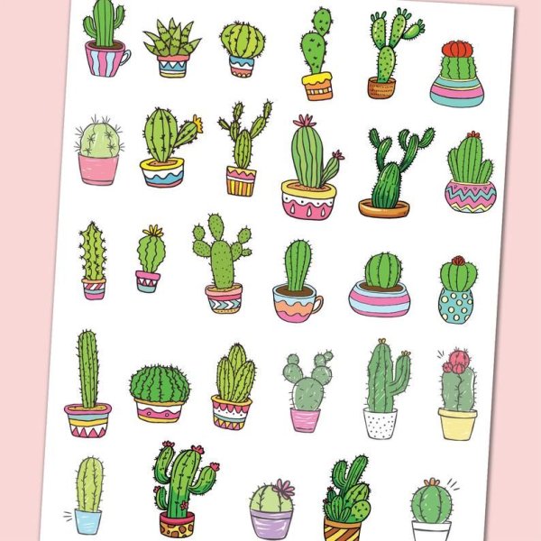 Стикеры милые кактусы