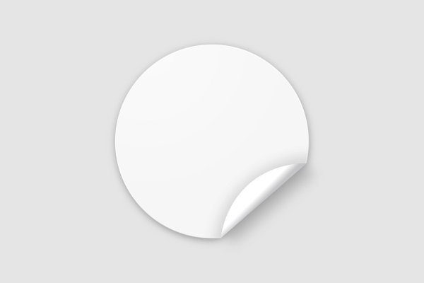 One Color Round Sticker Mock up White Color