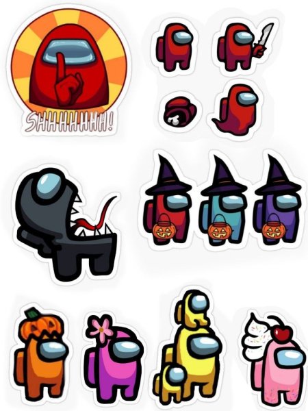 Стикеры амонг АС герои