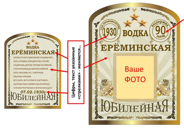 Наклейки на водку юбилейные