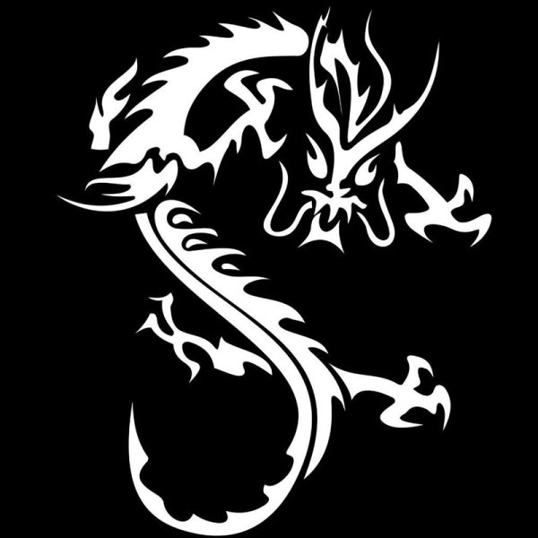 Дракон наклейка черно белая