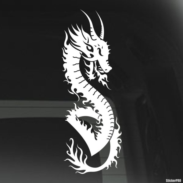 Белый дракон наклейка
