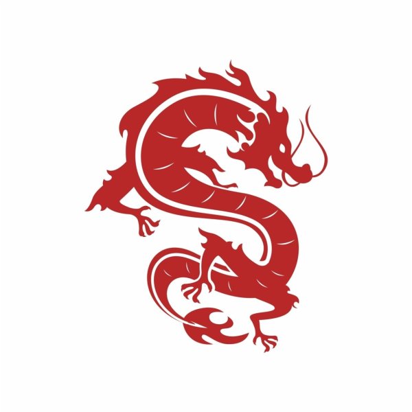 Красный дракон на белом фоне