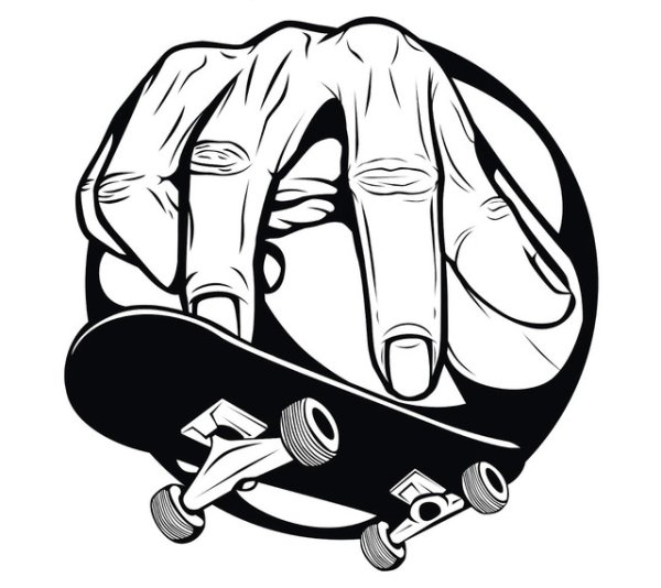 Черно белые наклейки для скейта