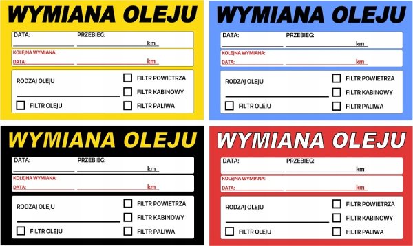 Табличка замены масла