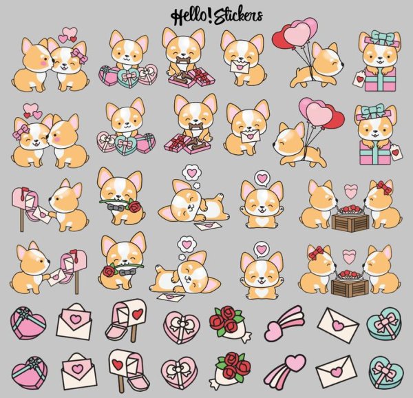 Кавайные наклейки животных