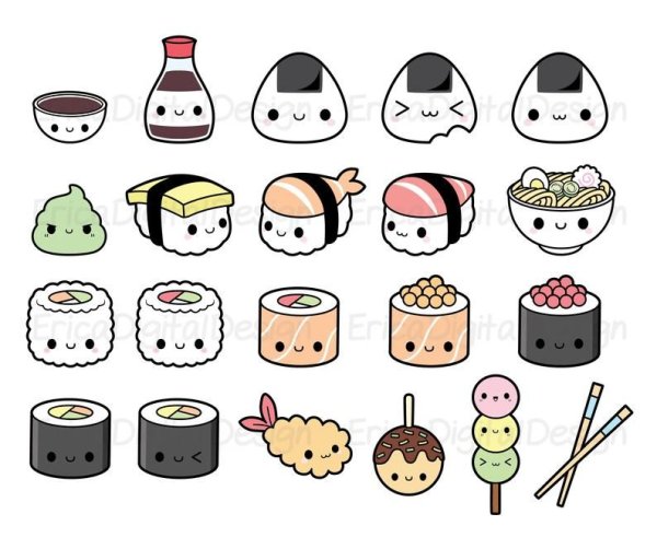 Стикеры kawaii sushi