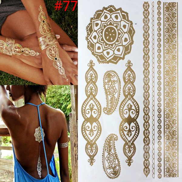Золотистые наклейки на тело