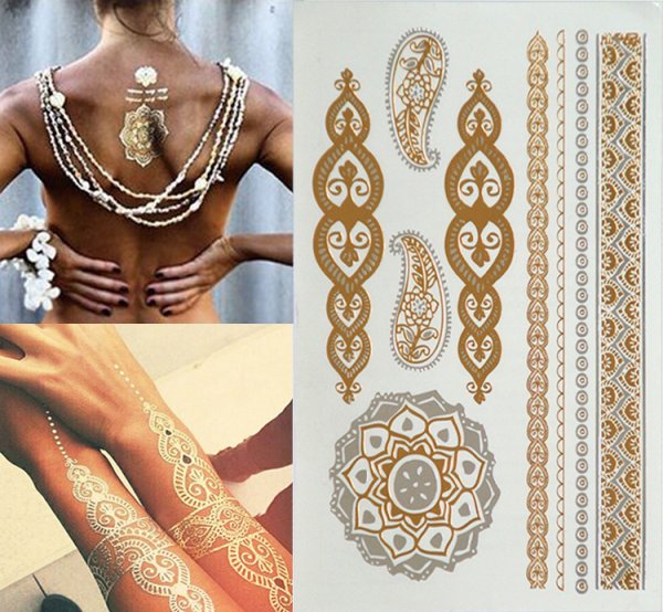 Золотые тату наклейки