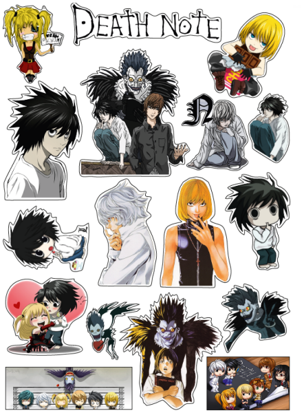 Наклейки аниме тетрадь смерти