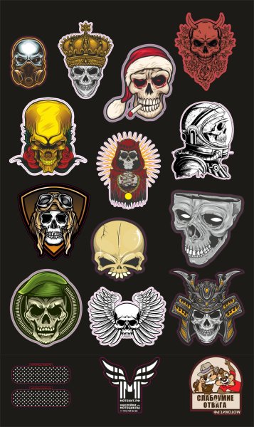 Семь черепов наклейка