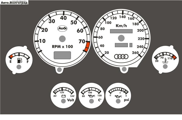 Белые шкалы приборов Ауди 100 с4