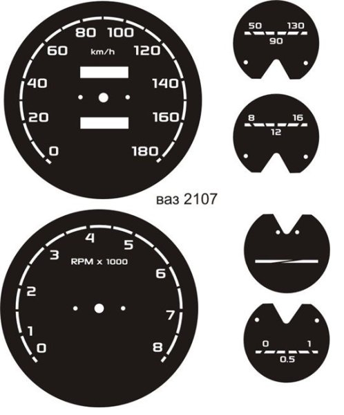Шкалы панели приборов ВАЗ 2107