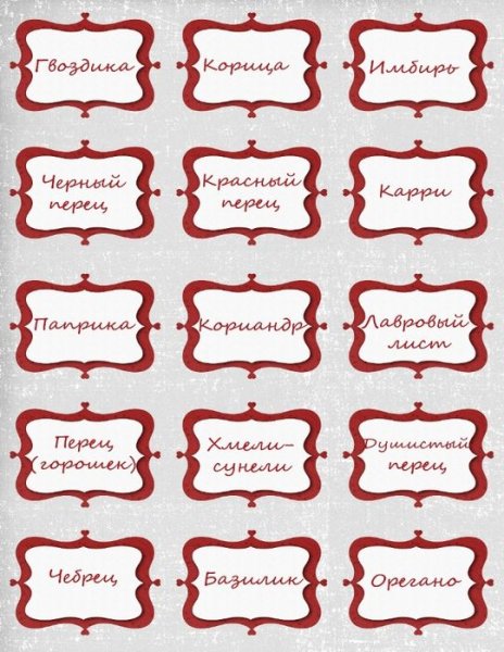 Наклейки на банки со специями