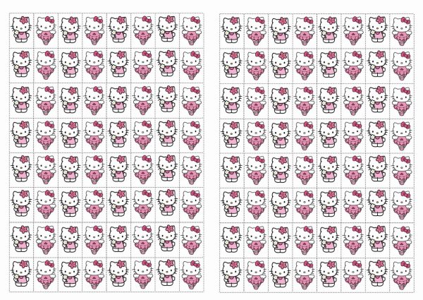 Хеллоу Китти наклейки черно белые