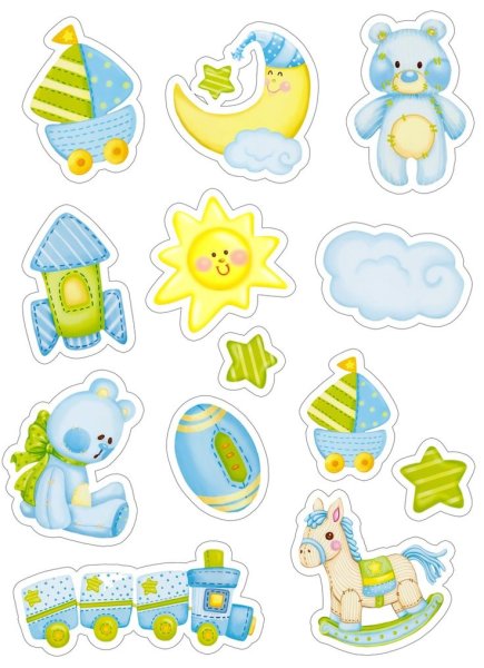 Наклейки "для шкафчиков, кроваток и стульчиков" 4 листа, вкладка а4