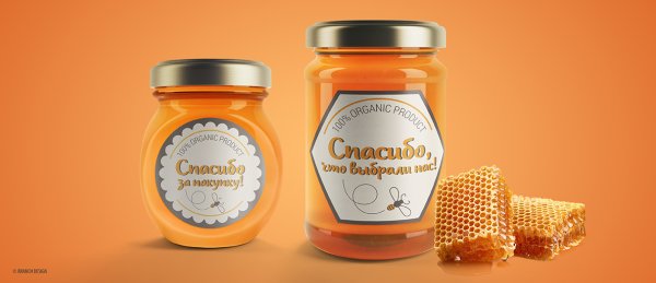 Наклейки на мёд с пчелами