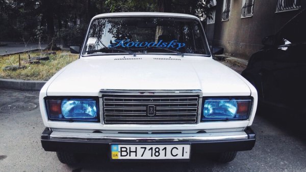 Тонировка фар 2107 синяя