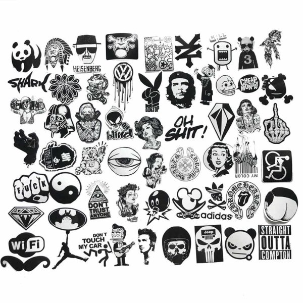 Чёрно-белые Стикеры для распечатки