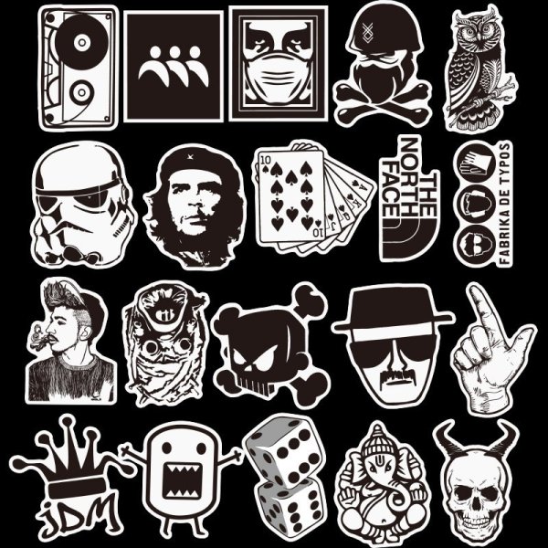 Наклейки черно белые