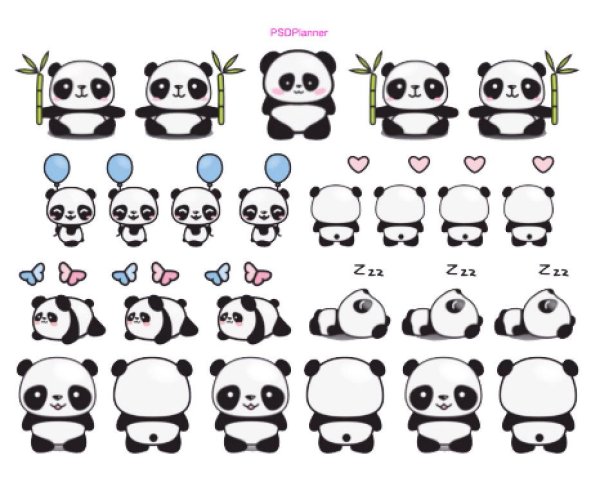 Кавайные наклейки панды