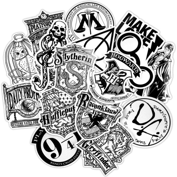 Гарри Поттер наклейки черно белые