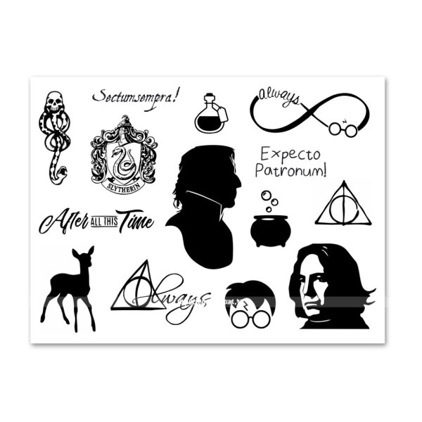 Гарри Поттер наклейки черно белые