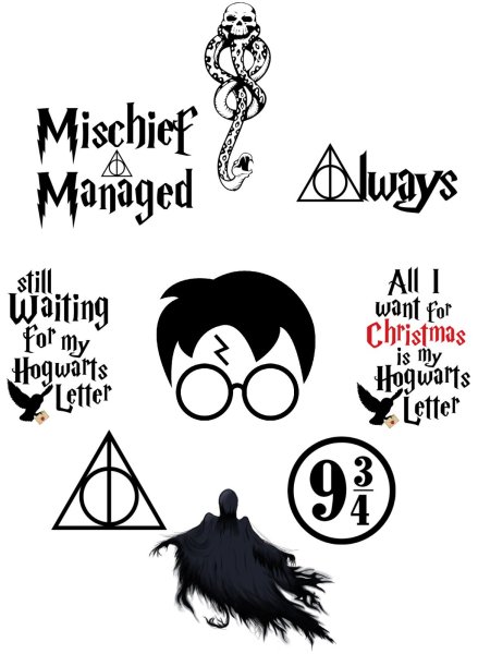 Гарри Поттер наклейки черно белые