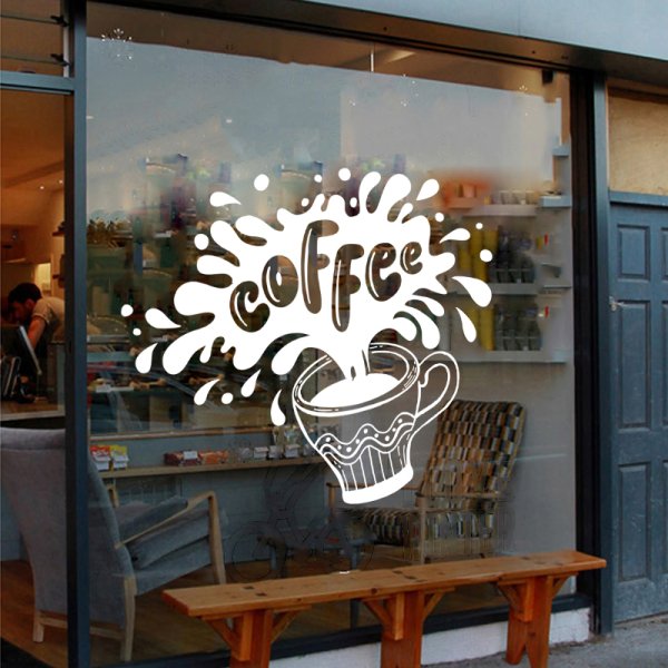 Украшение витрин кофейни