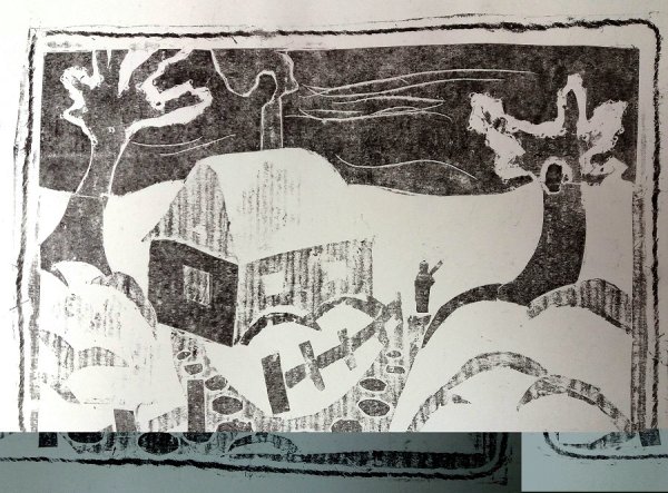 Эстамп гравюра на картоне