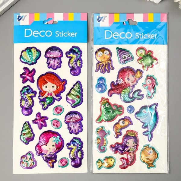 Наклейка пластик фосфорная "цветочки" микс 23х9 см.