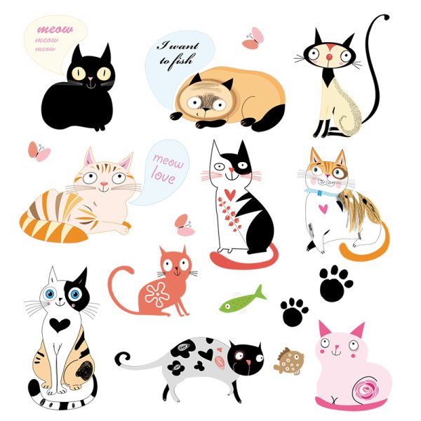 Наклейки для распечатки кошки