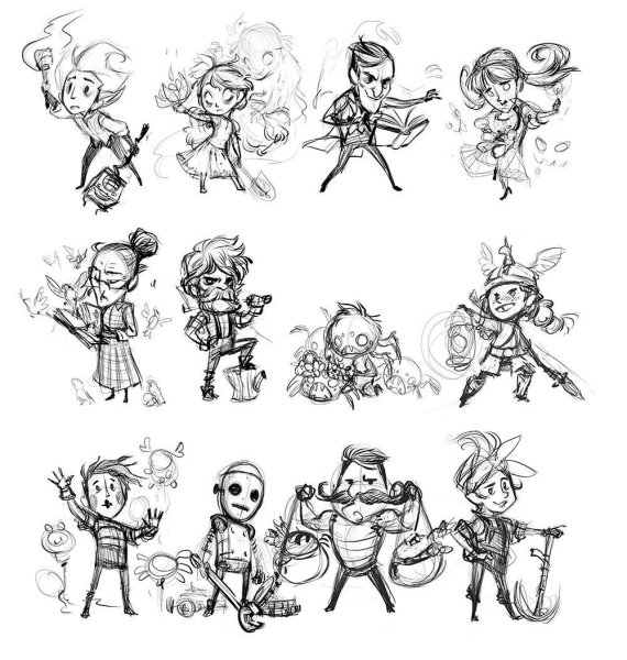 Скетч персонажа стикер