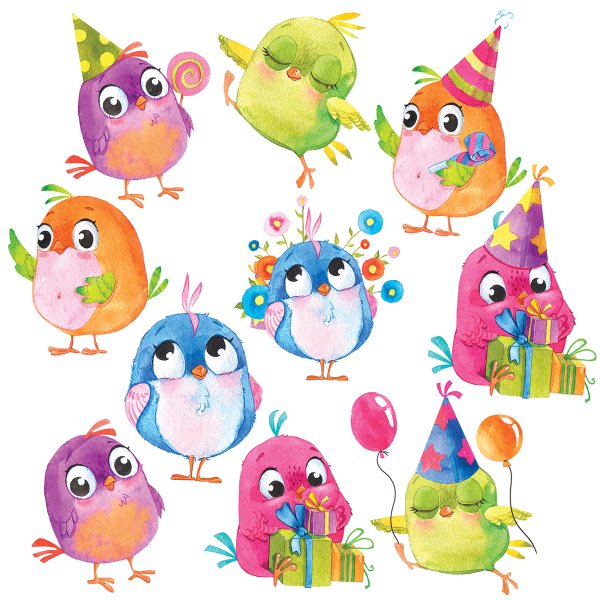 Наклейки для оформления Веселые птички