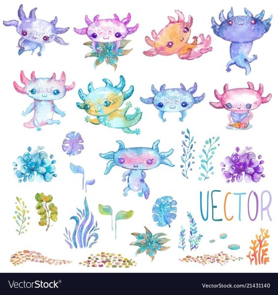 Стикеры аксолотль