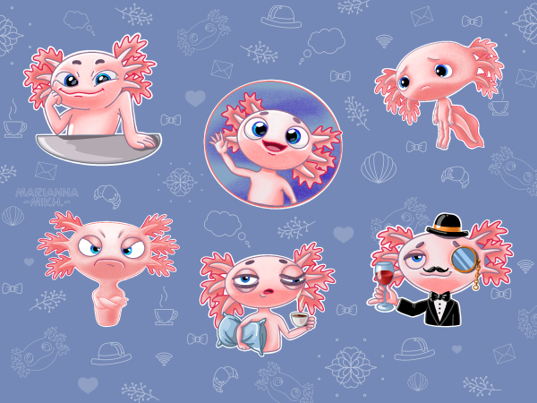 Стикеры ВК аксолотль