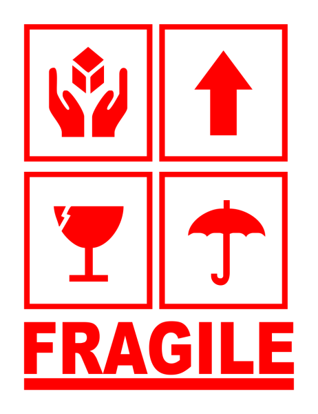 Fragile наклейка на коробки