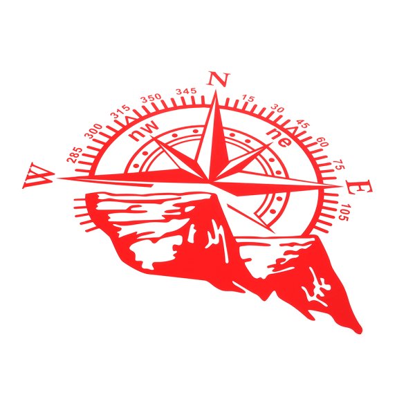 Наклейка роза ветров компас горы