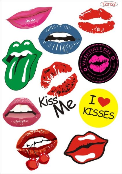 Стикеры губы красные