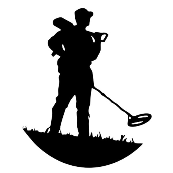 Силуэт копателя с металлоискателем