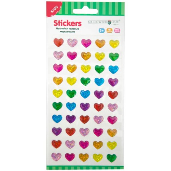 Наклейки гелевые сердечки