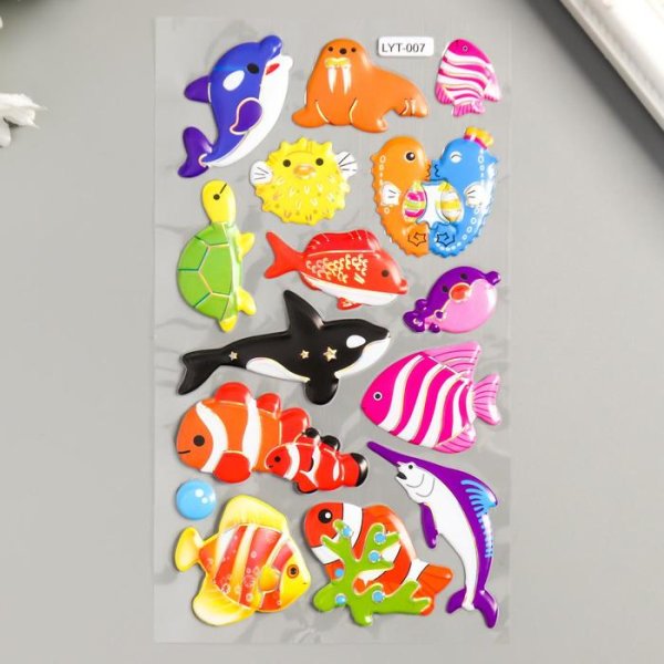 Пластиковые выпуклые 3 д наклейки морские обитатели