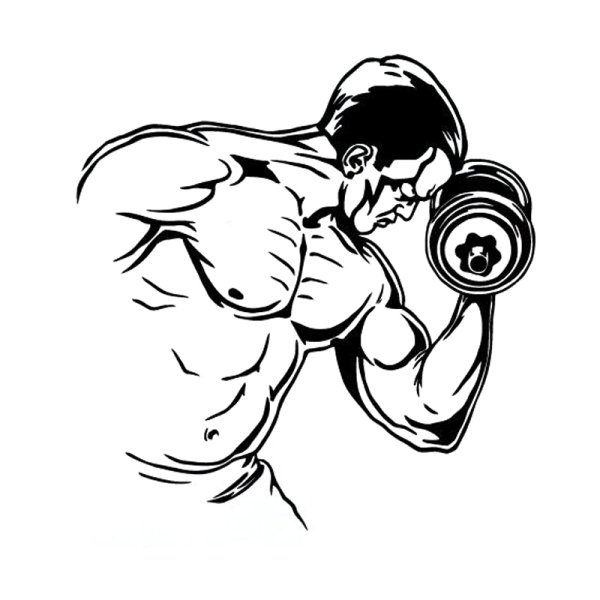 Мужчина с гантелей вектор