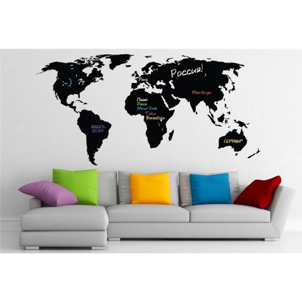 Карта мира наклейка на стену